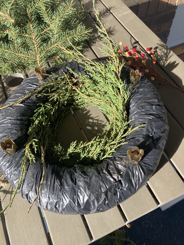 Wreath, partially assembled